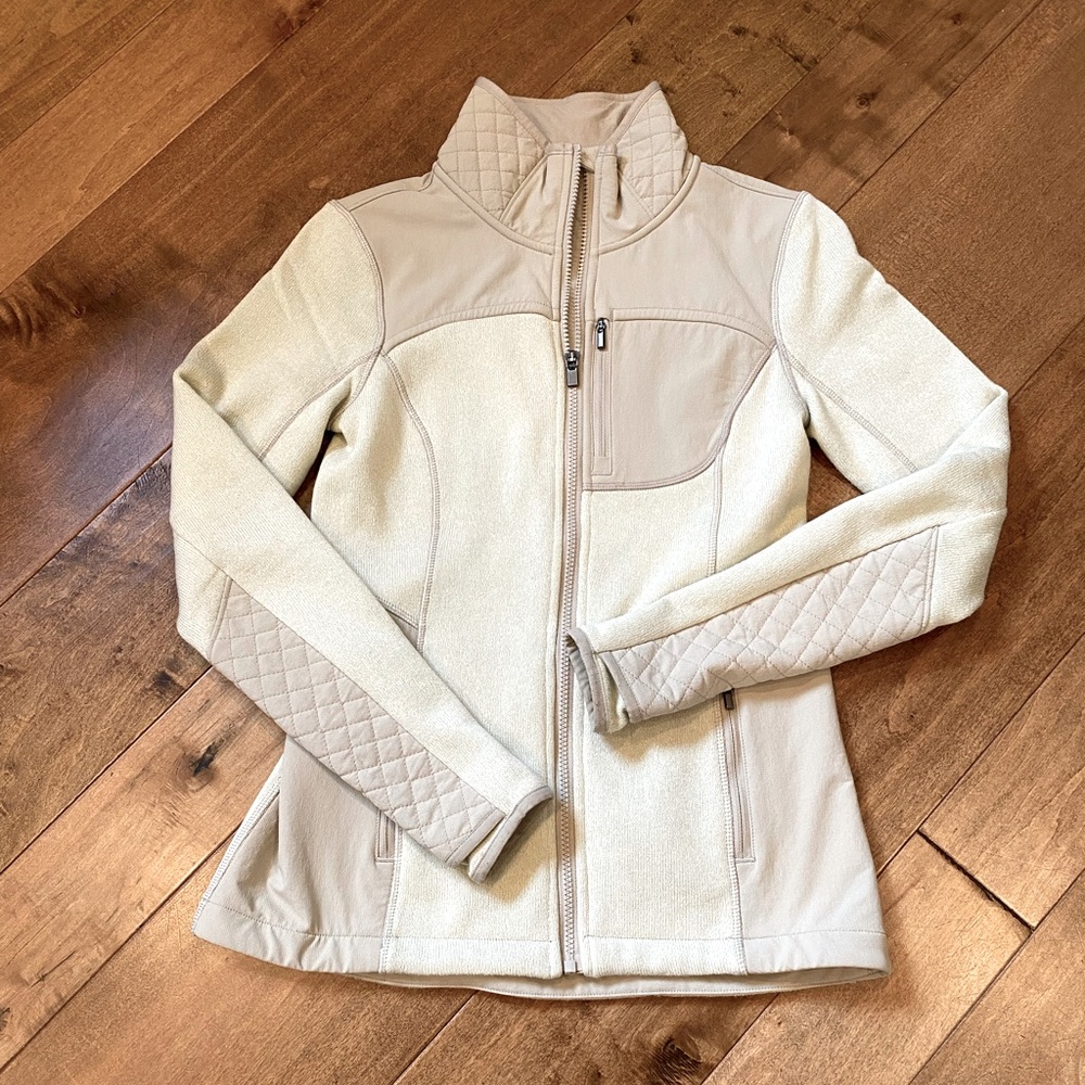 Athleta Cream & Tan, Full Zip Jacket, Size XS